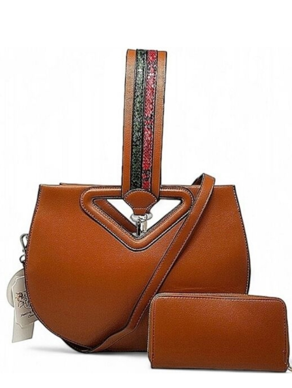 Brown Convertible dome Crossbody purse and wallet set